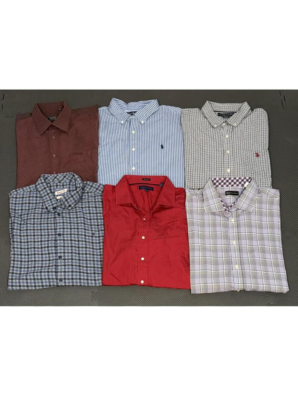 Bundle of 6 Men's XXL Button-Down Long Sleeve Dress Casual Shirts Various Brands